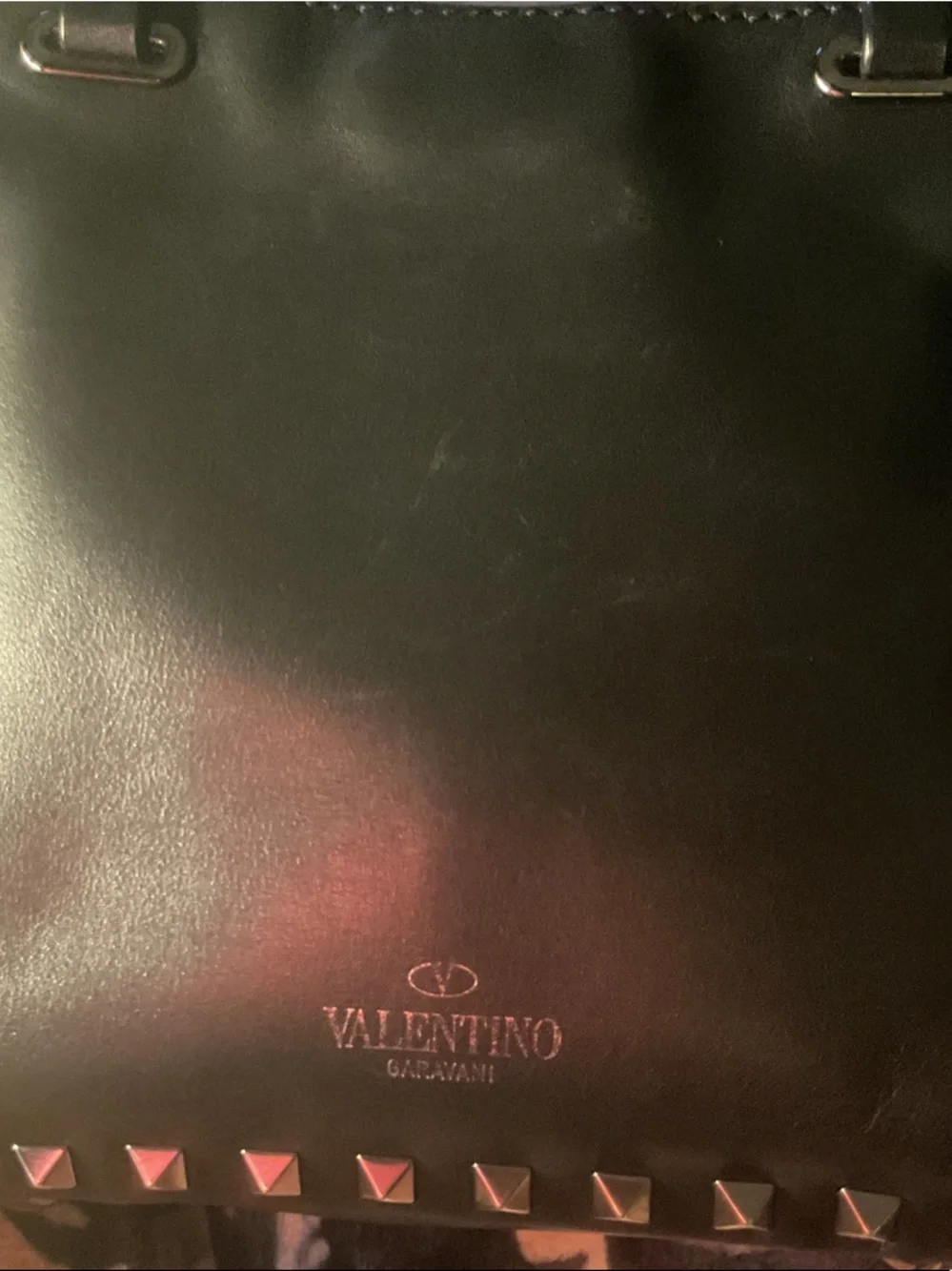Valentino Garavani Black Leather Studded Satchel Tote - Picture 12 of 12